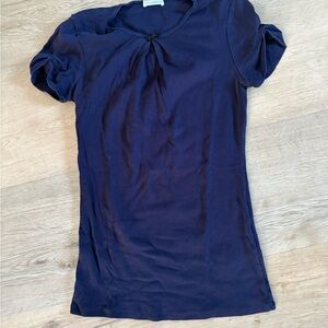 Brunello Cucinelli Navy Blue shirt with stone and ruching detail small (XS/M)